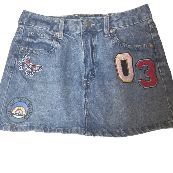 Wild Fable Women’s 100% Cotton Denim zipper Mini Skirt With‎ Patches Button 4 - Picture 1 of 8